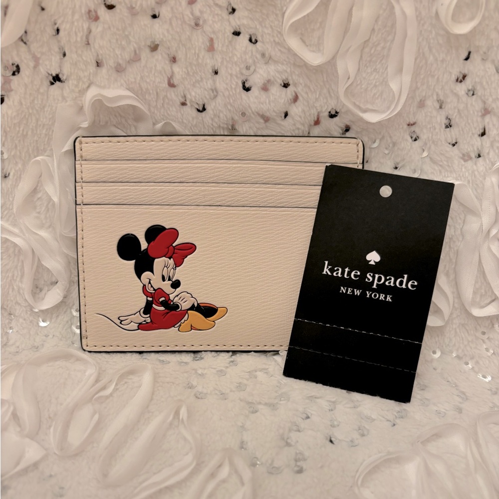 NWT KATE SPADE NEW YORK X DISNEY Minnie Cardholder in Parchment
